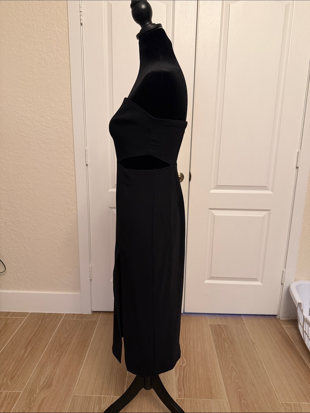 Amanda Uprichard Black Strapless Kloss Midi Dress with Thigh Slit - Picture 7 of 10